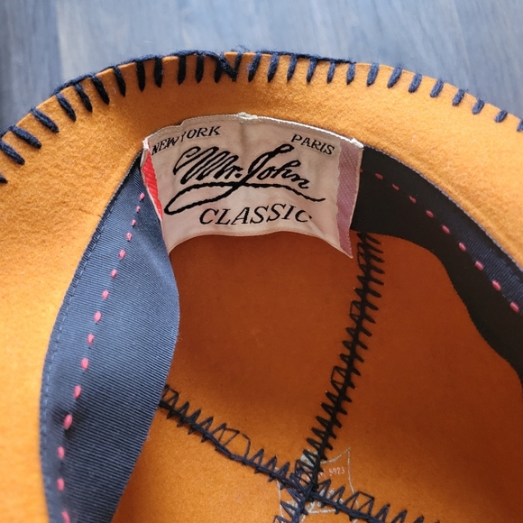 60s Mr. John Stylish Orange Hat with Black Stitching - Picture 3 of 3